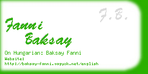 fanni baksay business card